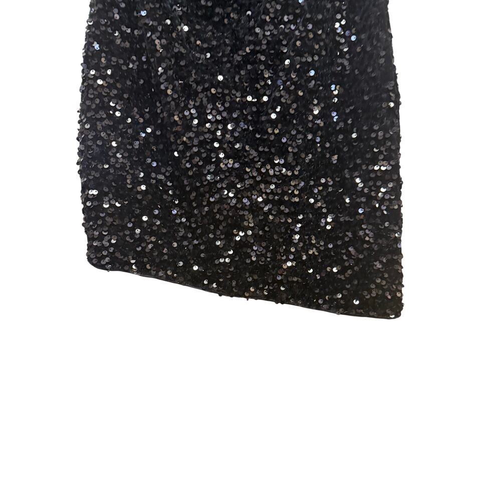 FASHION NOVA ASYMETRICAL BLACK SEQUIN CORSET BUSTIER MINI DRESS MEDIUM PARTY - Picture 2 of 7
